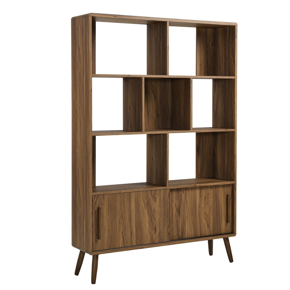 45" Wide Mid - Century Four - Tier Bookcase with Sliding Doors - Bookcases available at Alpine Outlets in Denver