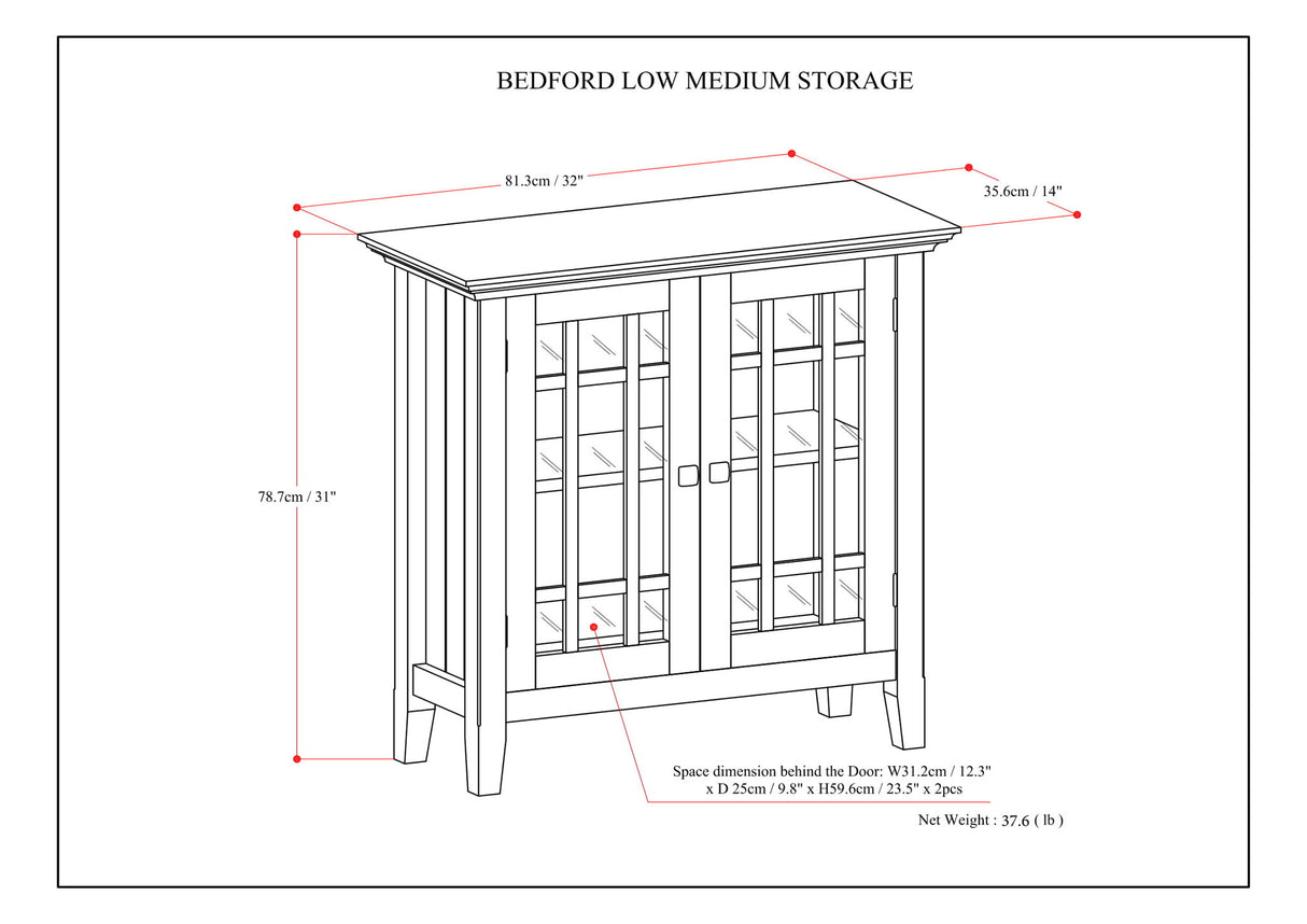 Bedford - Low Storage Media Cabinet - Rustic Natural Aged Brown
