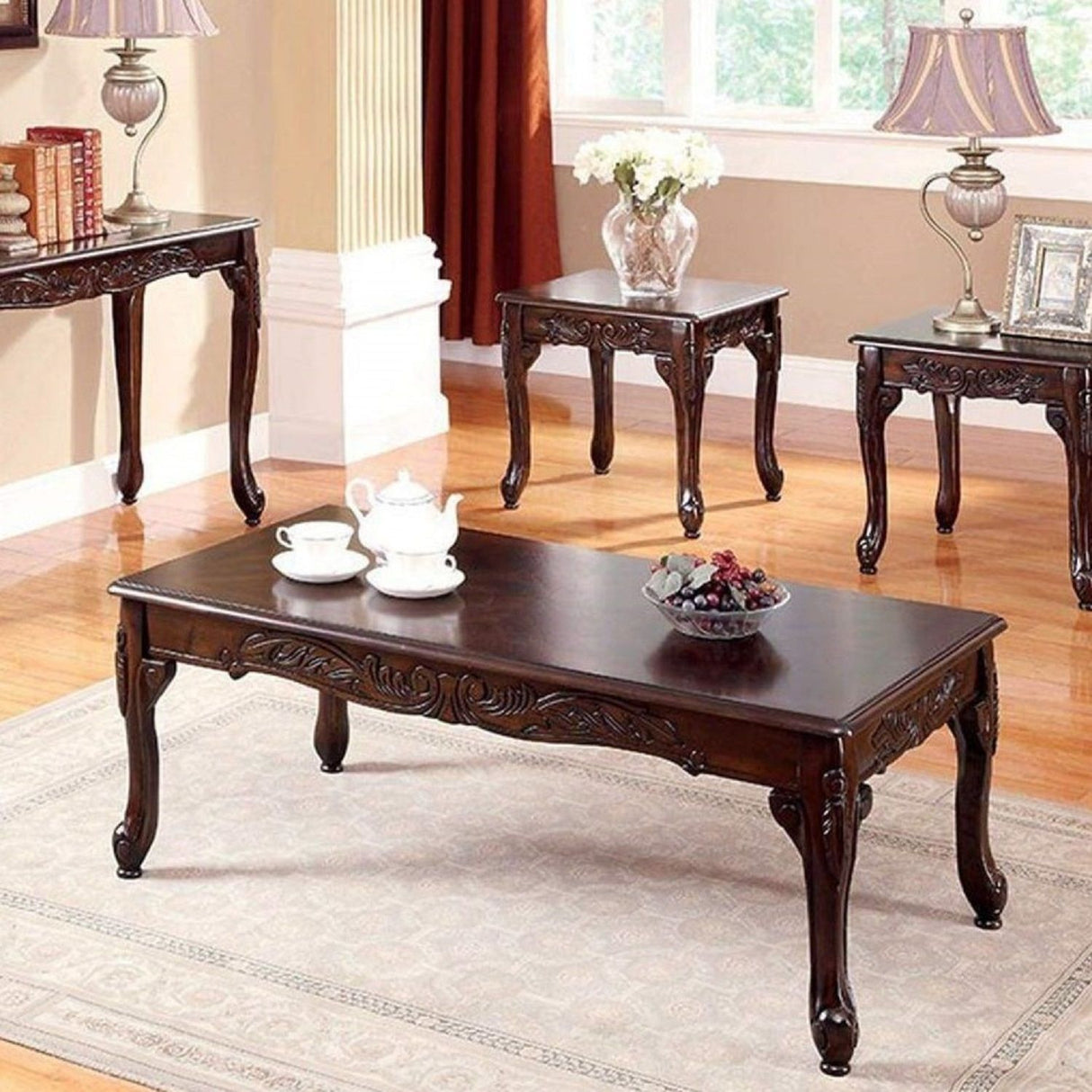 3 Piece Coffee Table Set - Cherry