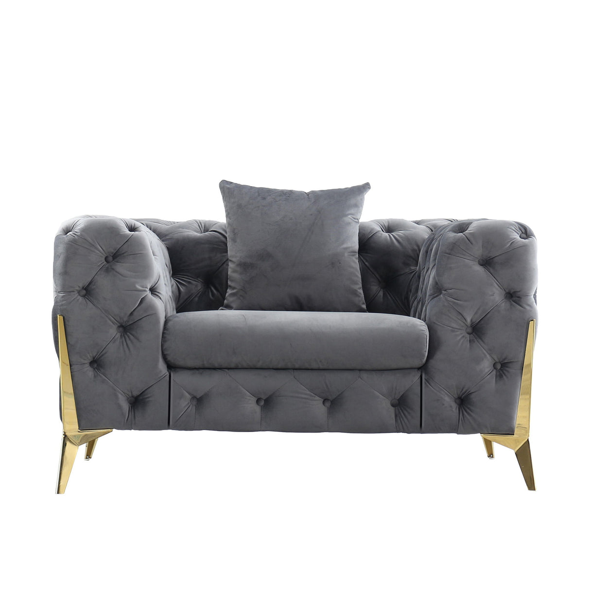 Accent Chair With Diamond Button Tufting, Matching Throw Pillow