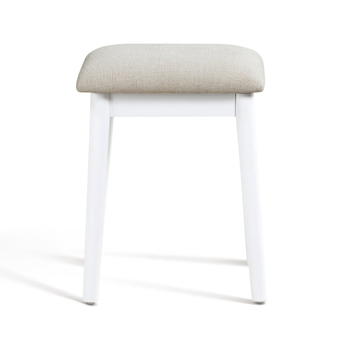 Modern White Dressing Table with LED Mirror and Upholstered Stool