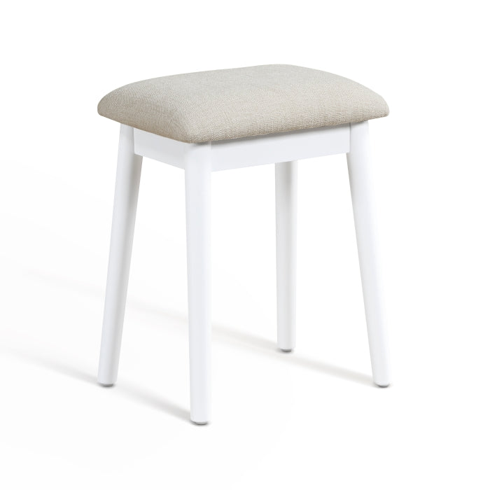 Modern White Dressing Table with LED Mirror and Upholstered Stool