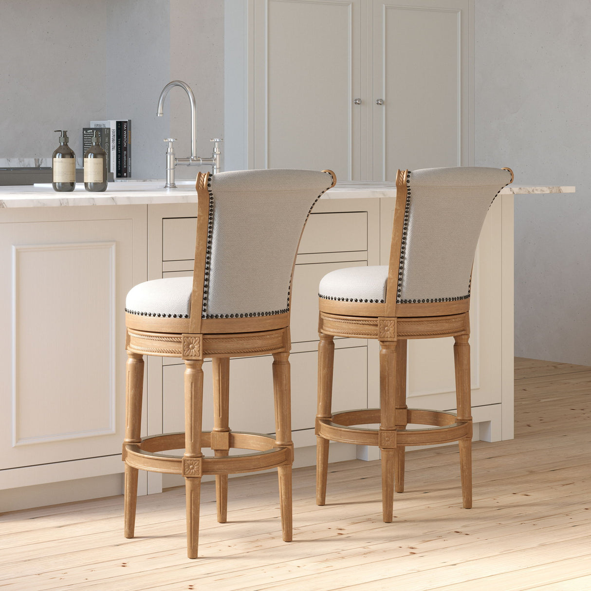 Swivel Barstool With High-Back