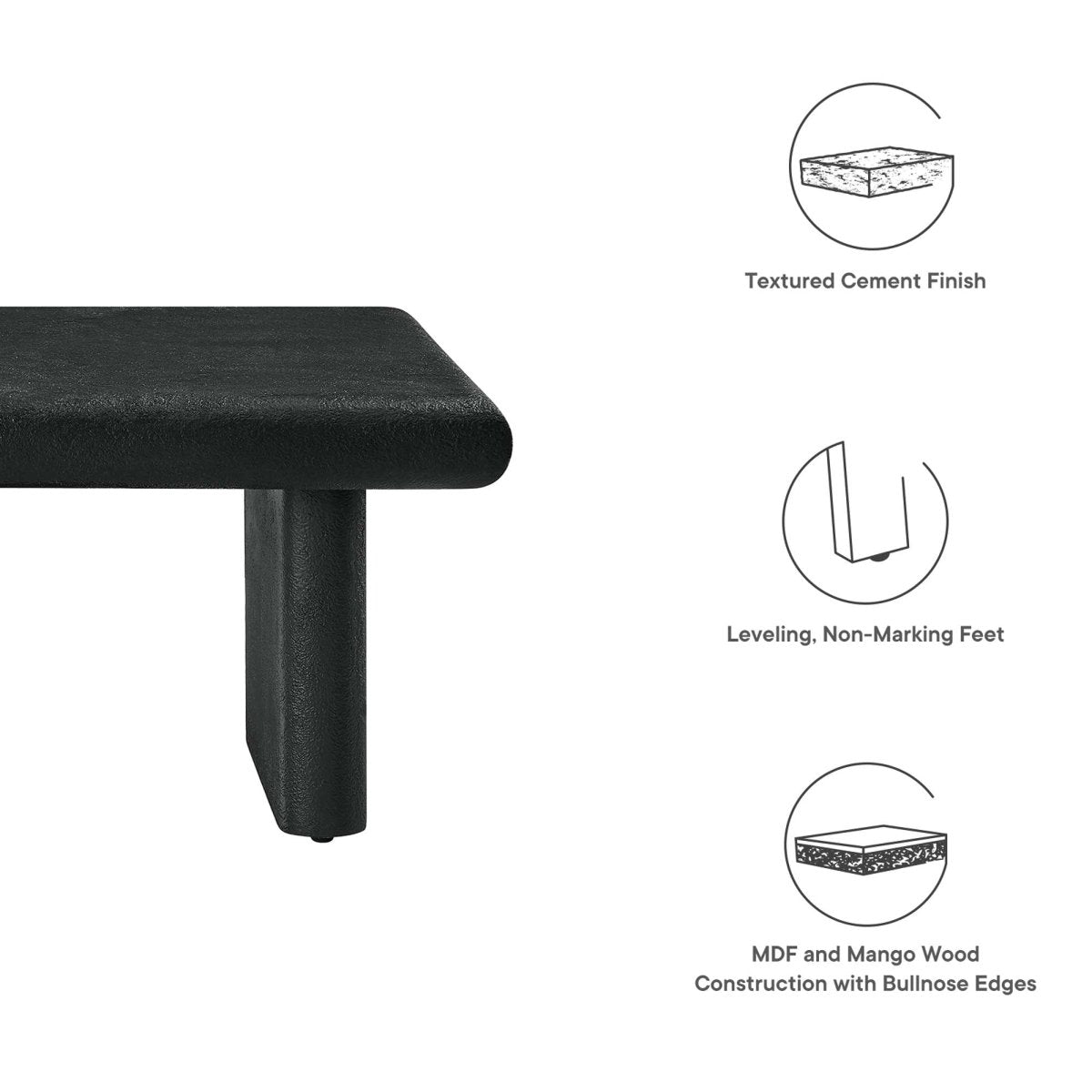 46 Inch Textured Concrete Minimalist Coffee Table - Coffee Tables available at Alpine Outlets in Denver