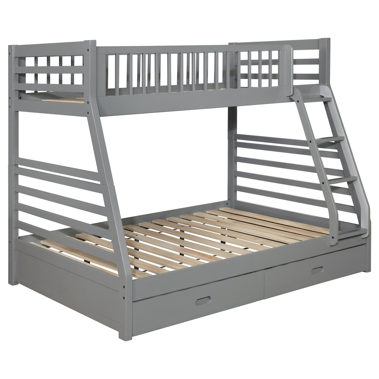 Ashton Grey Twin Over Full Bunk Bed with 2 Drawers