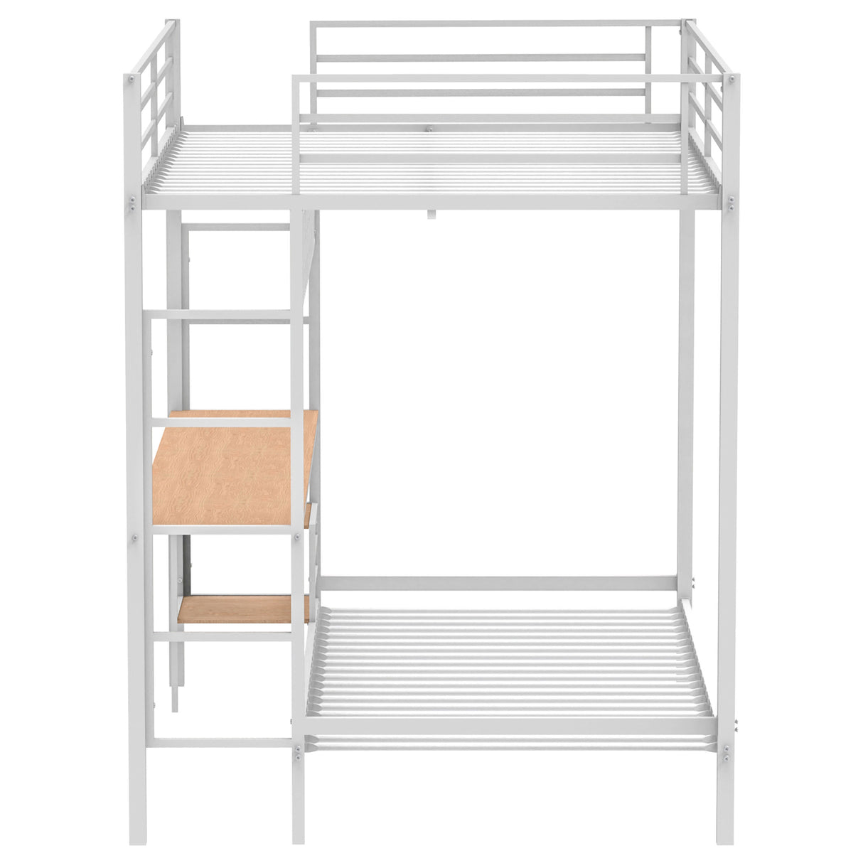 Bettoni Metal Full Over Twin Workstation Bunk Bed, Matte White
