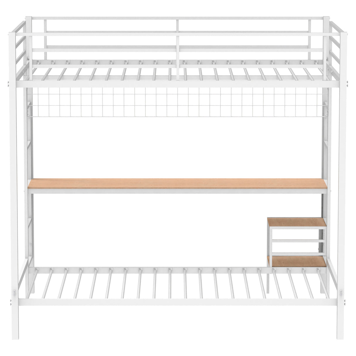 Bettoni Metal Full Over Twin Workstation Bunk Bed, Matte White