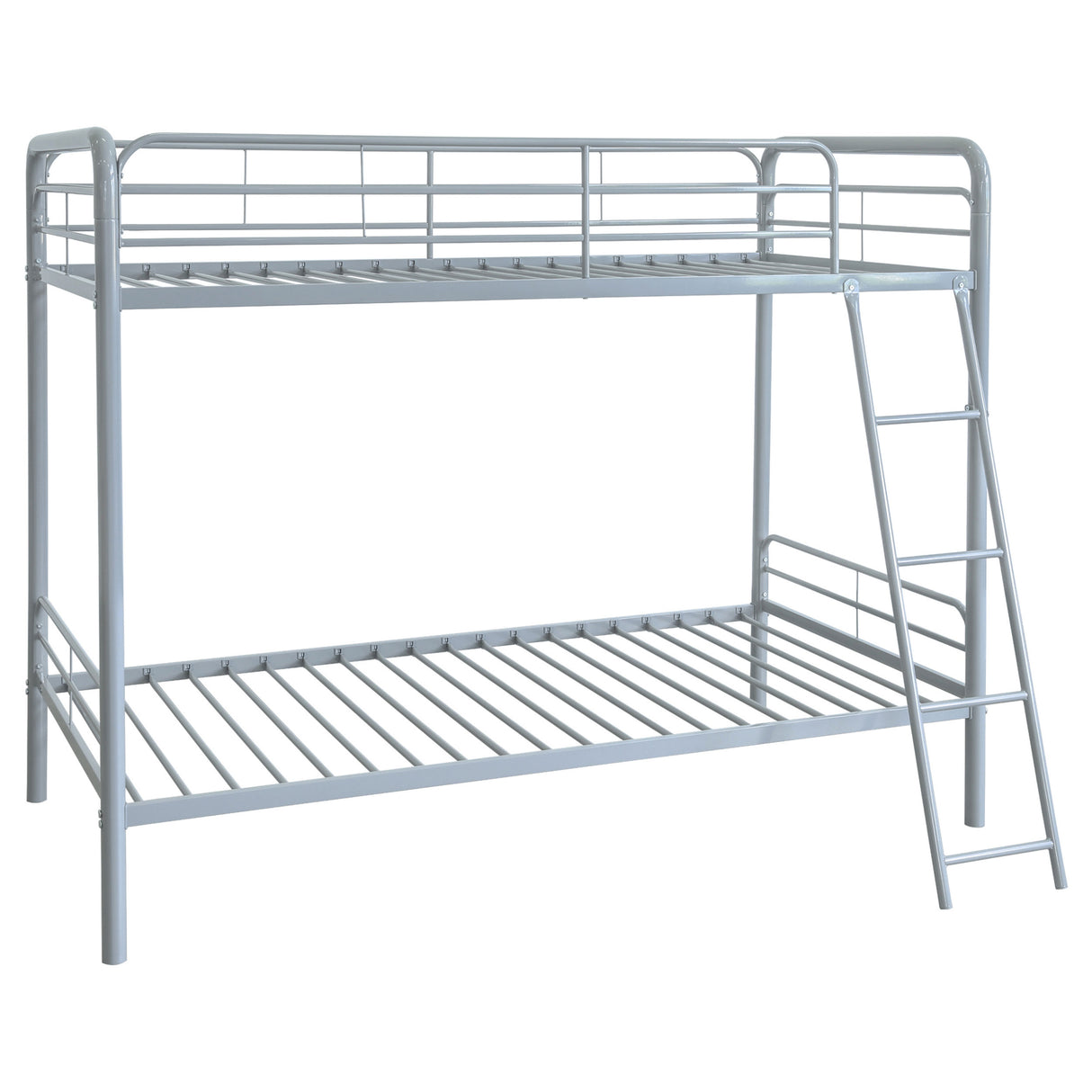 Carson Twin Over Twin Metal Bunk Bed - Glossy Silver