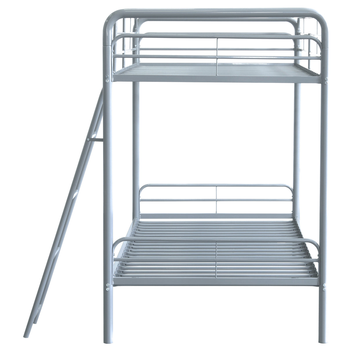 Carson Twin Over Twin Metal Bunk Bed - Glossy Silver