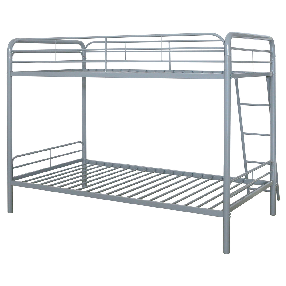 Carson Twin Over Twin Metal Bunk Bed - Glossy Silver