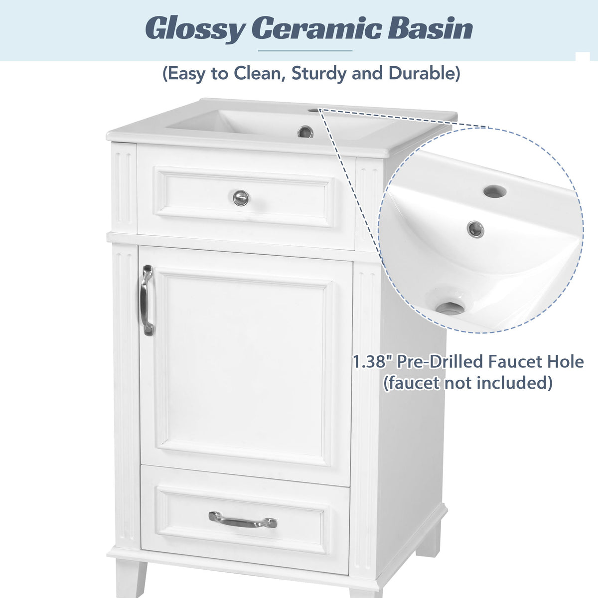 Bathroom Vanity With Sink, Drawer & Soft Closing Door