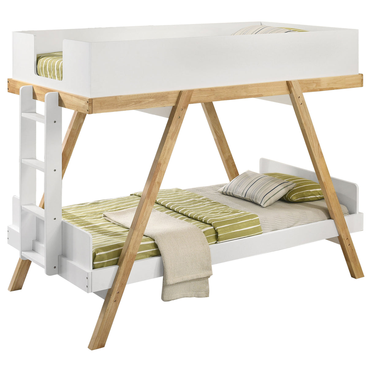 Frankie Twin Over Twin Bunk Bed with Mattresses - White