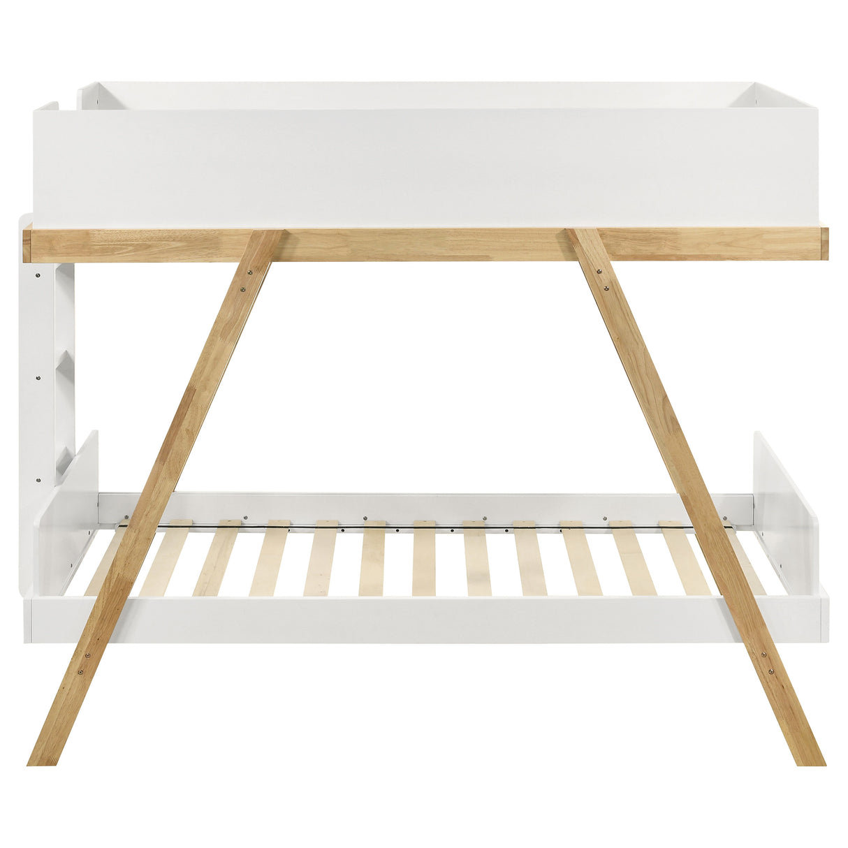 Frankie Wood Twin Over Twin Bunk Bed in White and Natural