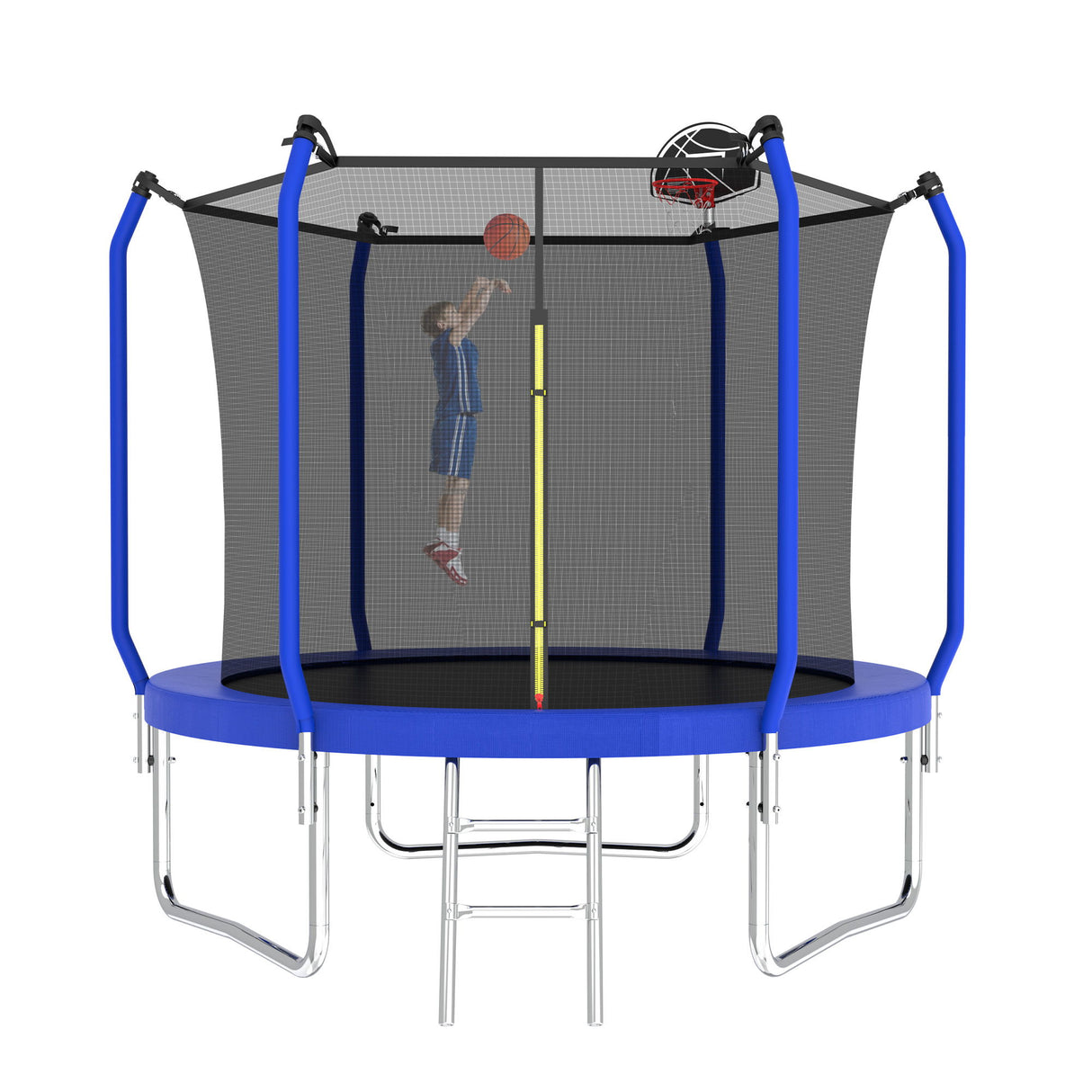 Trampoline With Basketball Hoop, Astm Approved Reinforced Type Outdoor Trampoline With Enclosure Net - Trampolines - Alpine Outlets