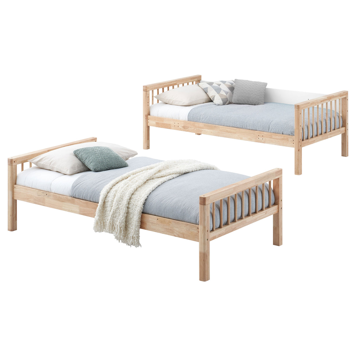 Dakota Wood Twin Over Twin Bunk Bed, Natural