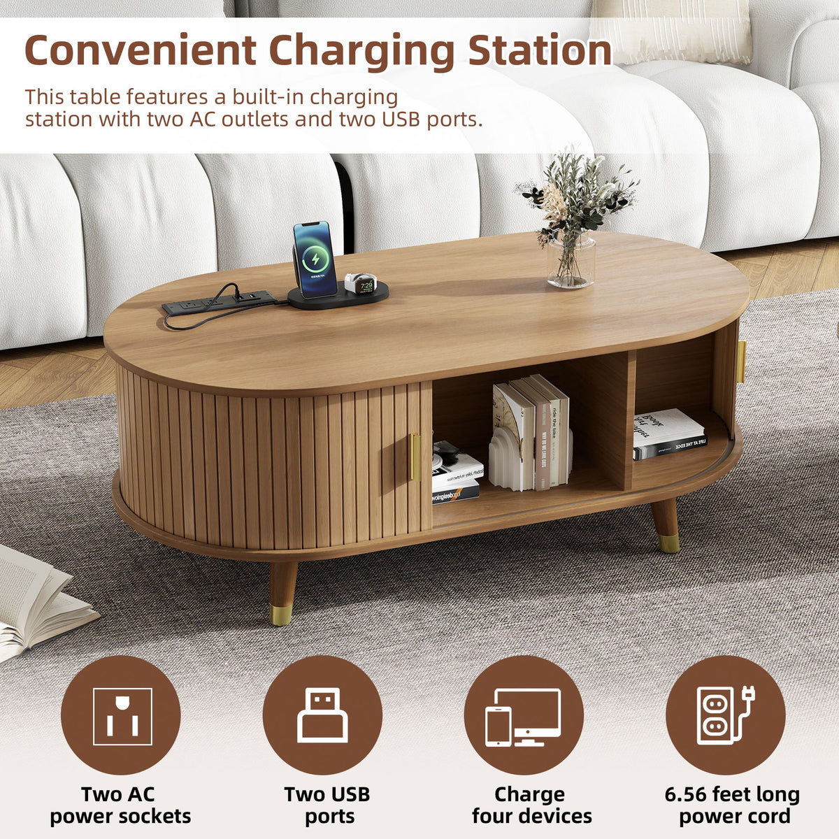 TV Stand & Coffee Table Set With Charging Station
