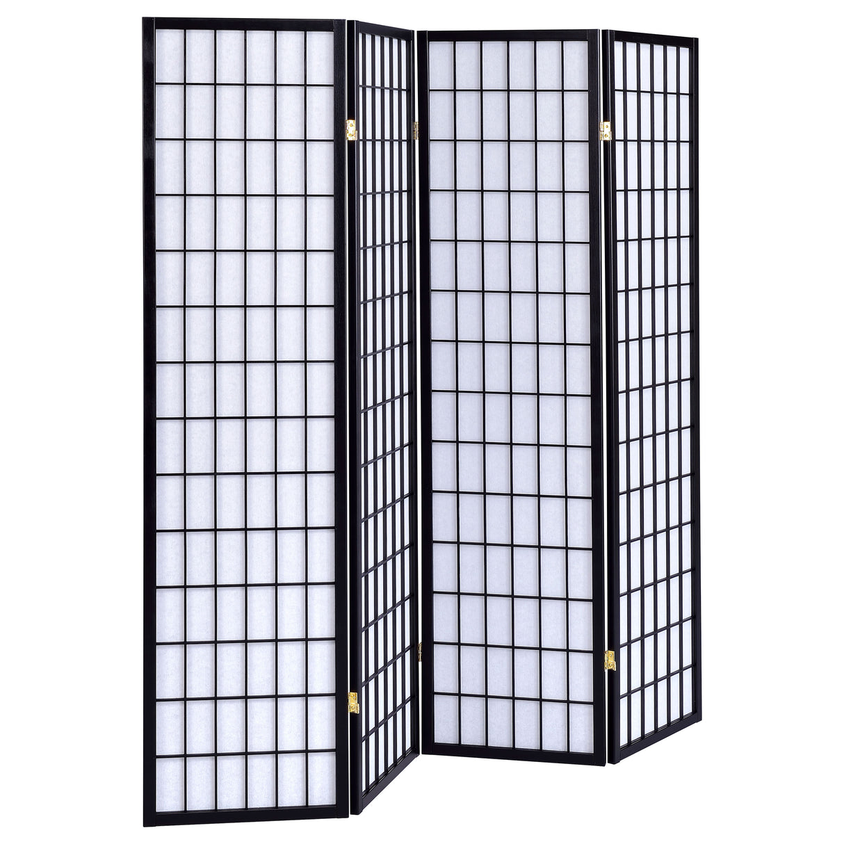 Roberto 4-Panel Black Folding Shoji Screen