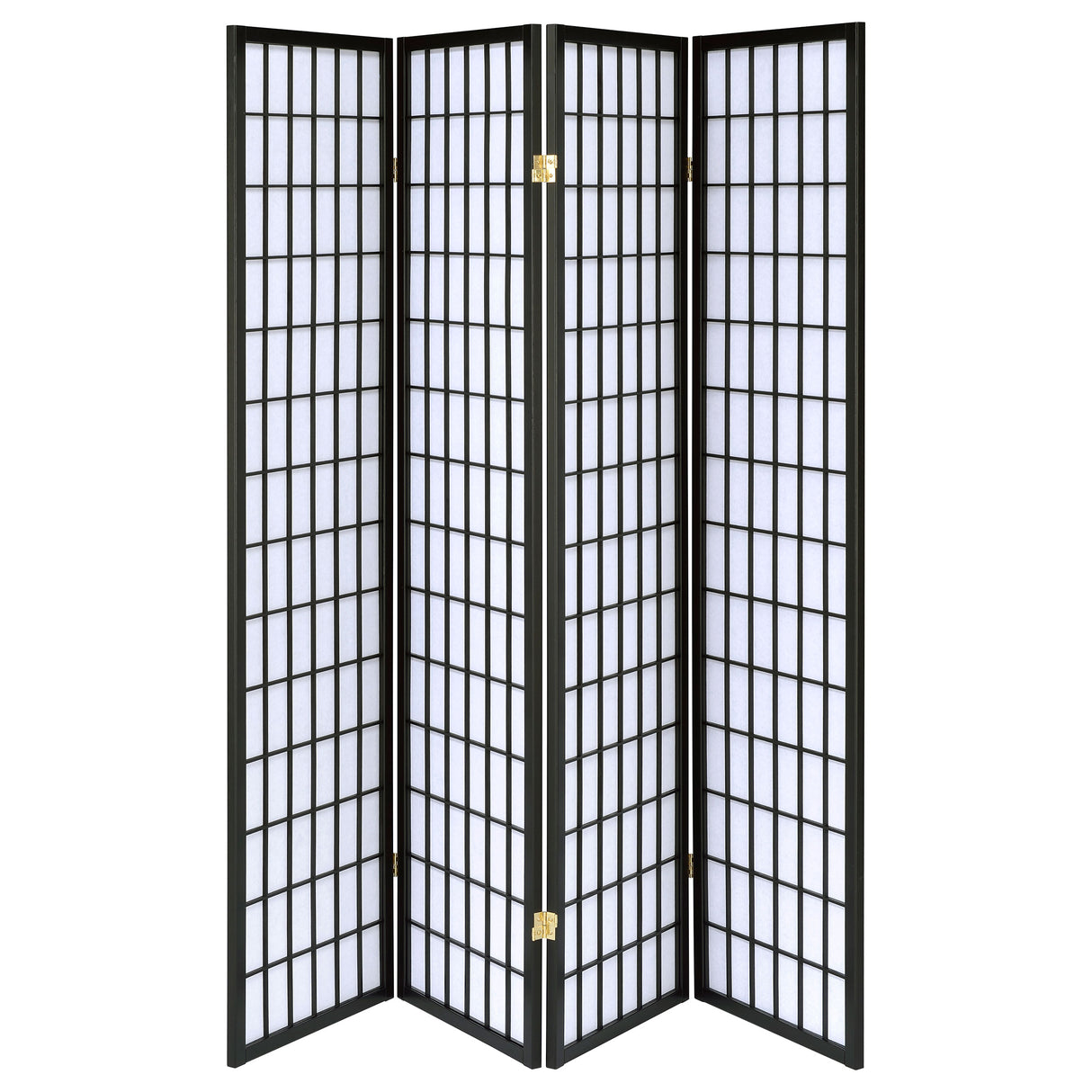 Roberto 4-Panel Black Folding Shoji Screen