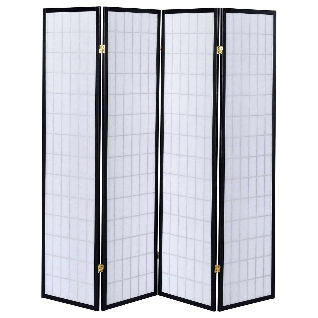 Roberto 4-Panel Black Folding Shoji Screen
