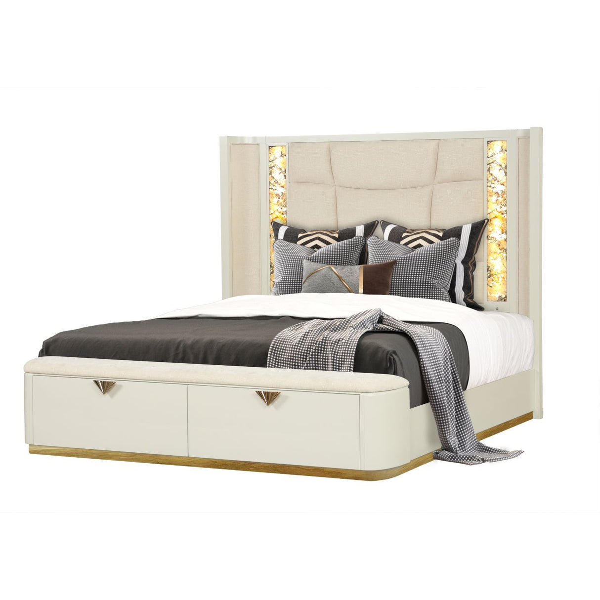 La Pierre - Modern Bedroom Set With Upholstered LED Bed