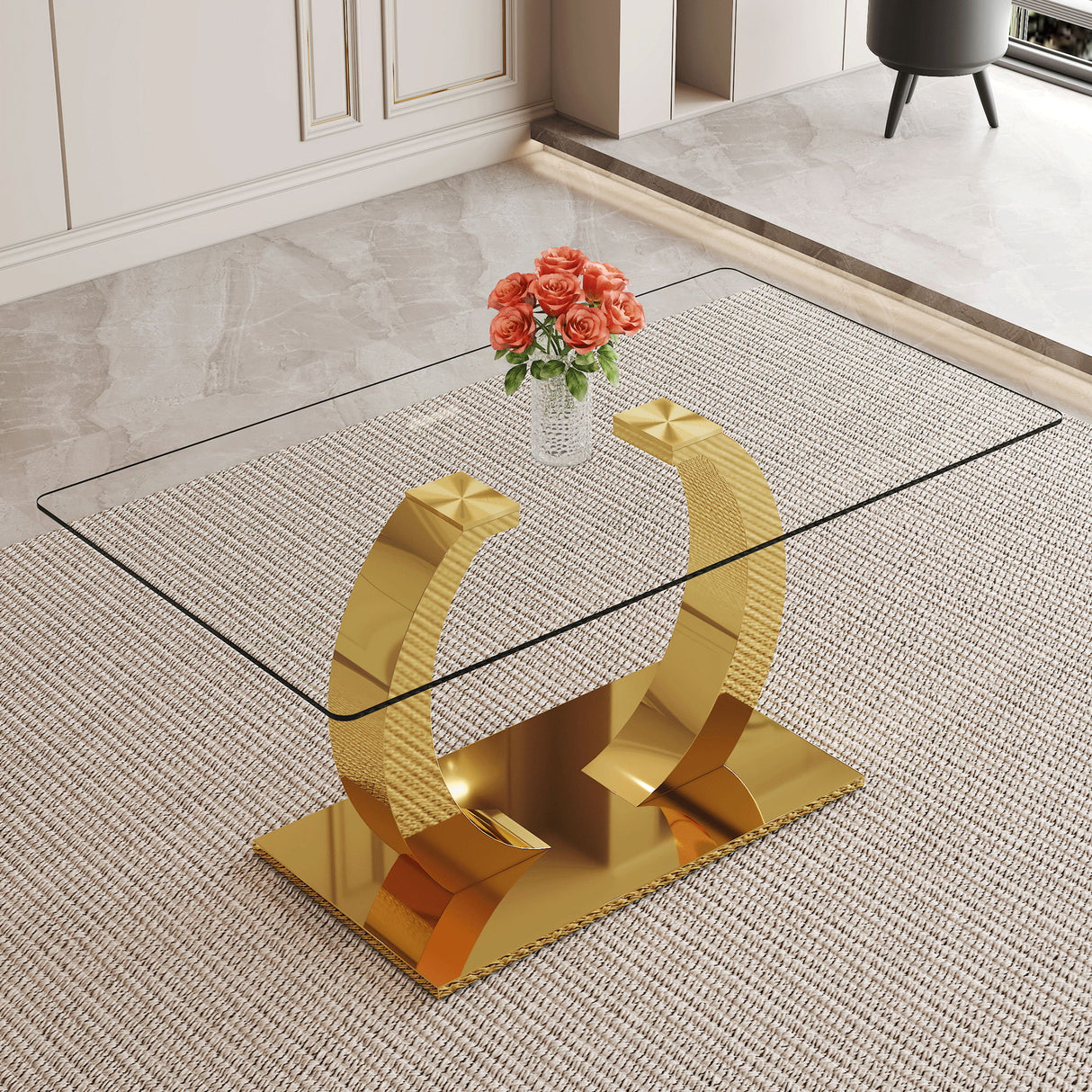 Dining Table For Living Spaces - Gold / Transparent