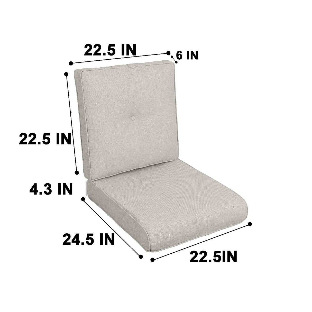 2 Pieces Set High Back Patio Chair Cushions, Tufted Rocking Chair Cushions, Adirondack Cushions For Garden Porch Home Office Chair Use, 2 Pack - Beige