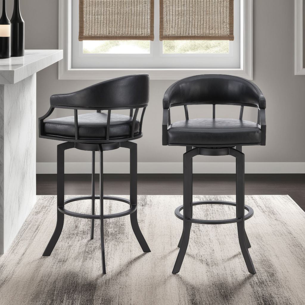 Pharaoh - Swivel Powder Coated And Faux Leather Metal Bar Stool