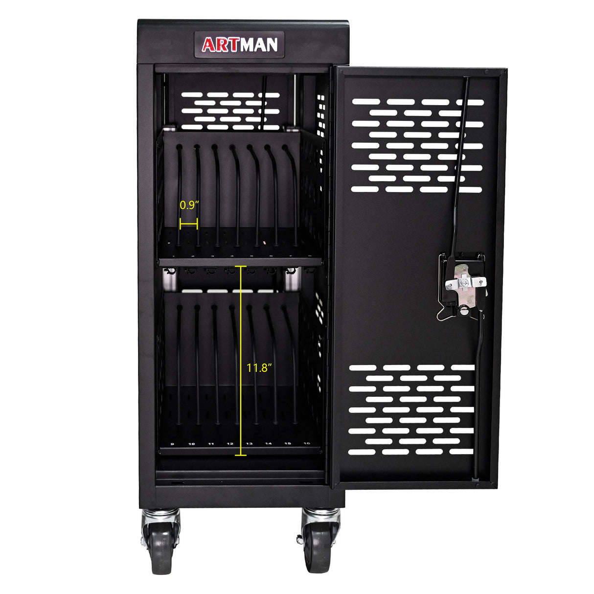 16 Bay Mobile School Charging Cart Station For book, Tablet And Laptop Computer With Power Strip Included