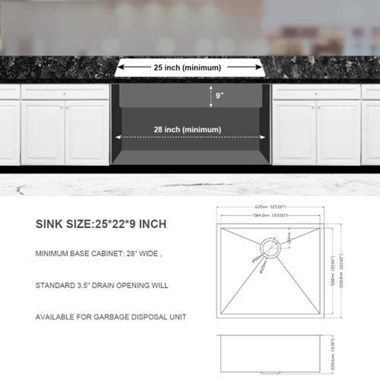Modern Style Undermount Sink With Stainless Steel, Deep Single Bowl