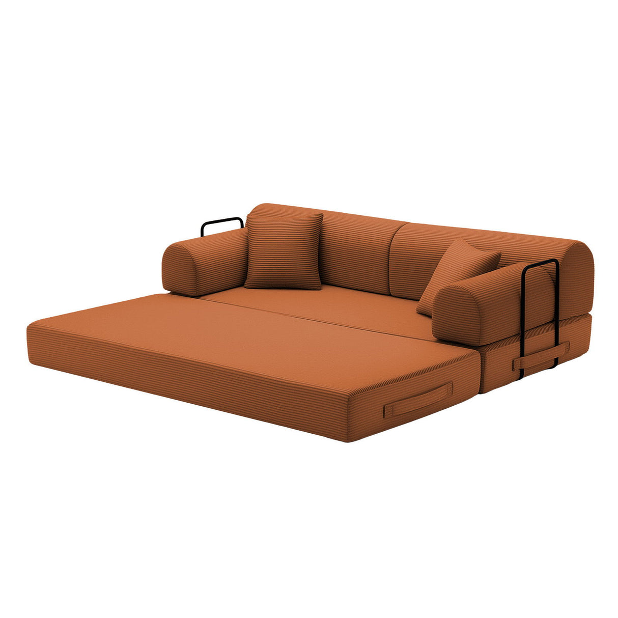 Convertible Sleeper Sofa Bed, Fixed Shape Frame For Living Room - Orange