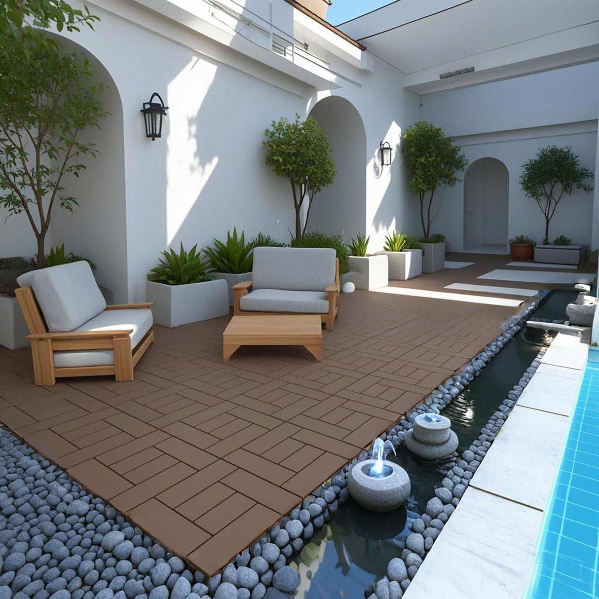 Patio Diy Module Interlocking Decking Tiles Floor, Outdoor And Indoor, Easy And Quick Installation