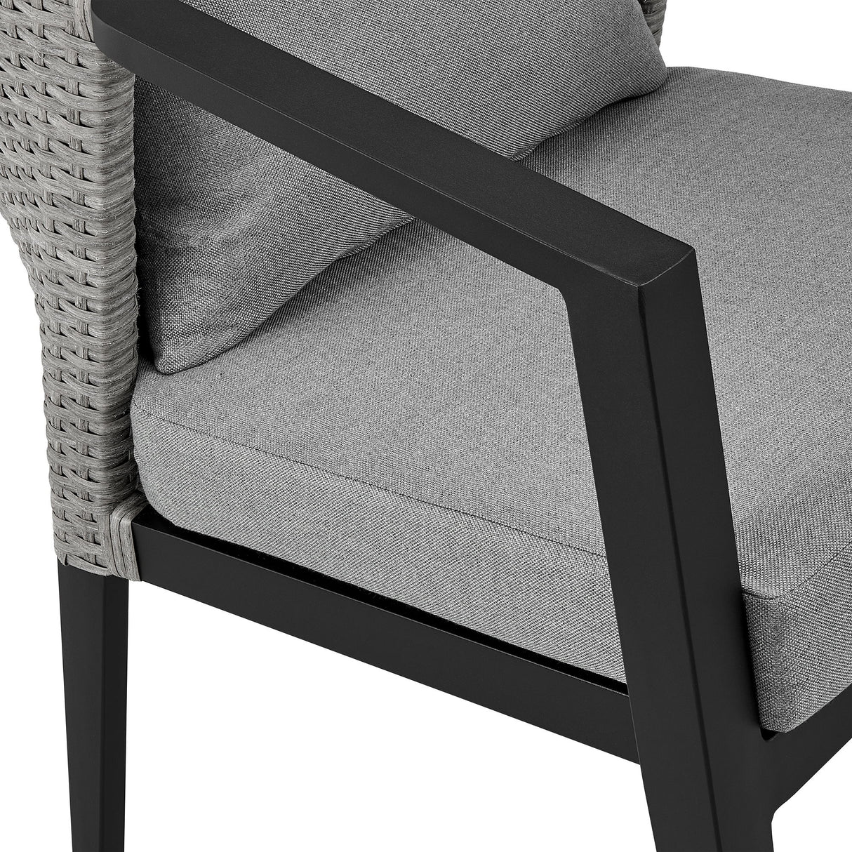 Palma - Outdoor Patio Dining Chairs In Aluminum And Wicker With Gray Cushions - (Set Of 2)