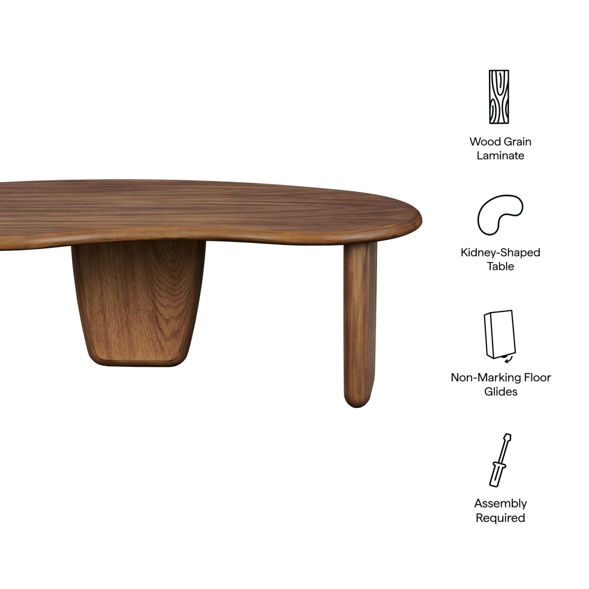 47 Inch Mid - Century Kidney - Shaped Coffee Table - Coffee Tables available at Alpine Outlets in Denver
