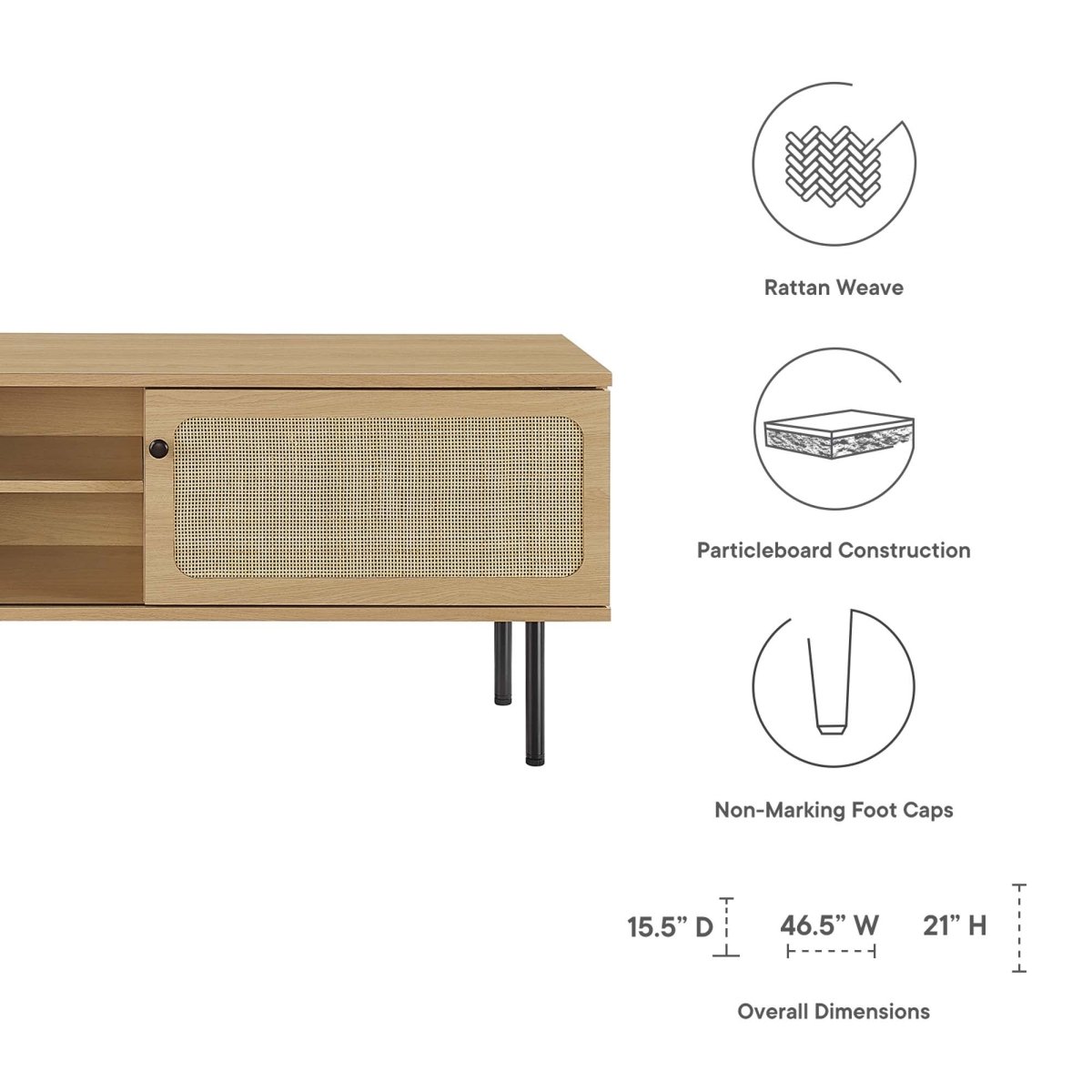 47 Inch Modern Rattan Sliding Door TV Stand - TV Stands available at Alpine Outlets in Denver