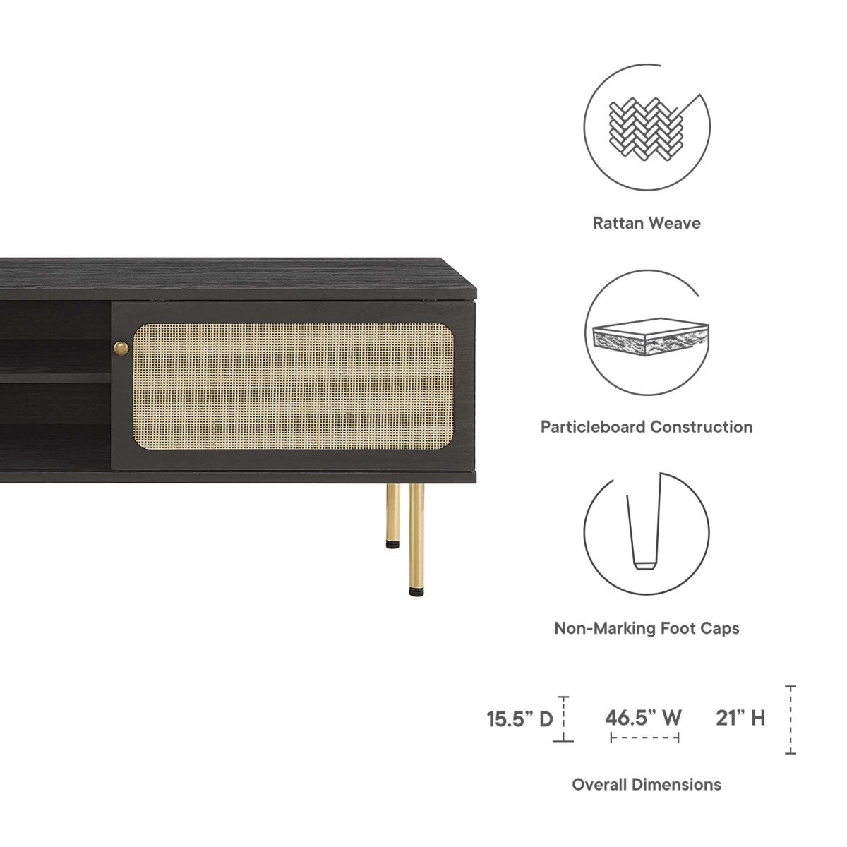 47 Inch Modern Rattan Sliding Door TV Stand - TV Stands available at Alpine Outlets in Denver