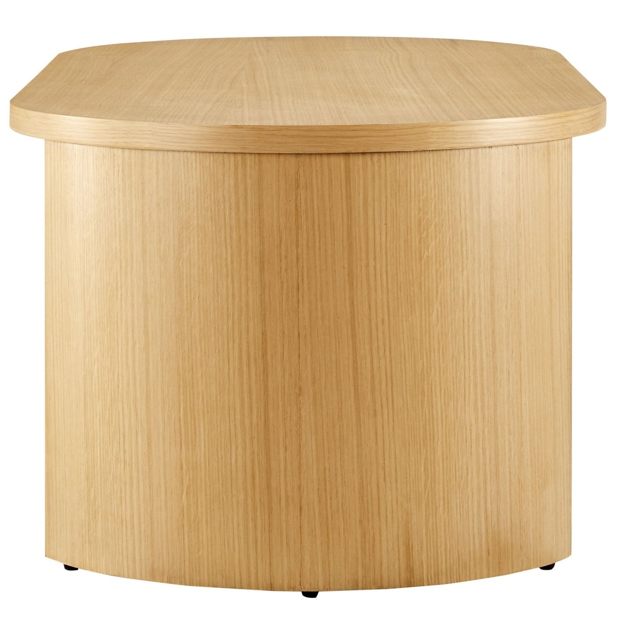 47 Inch Oval Wood Coffee Table with Reversible Arched Legs in Oak - Coffee Tables available at Alpine Outlets in Denver