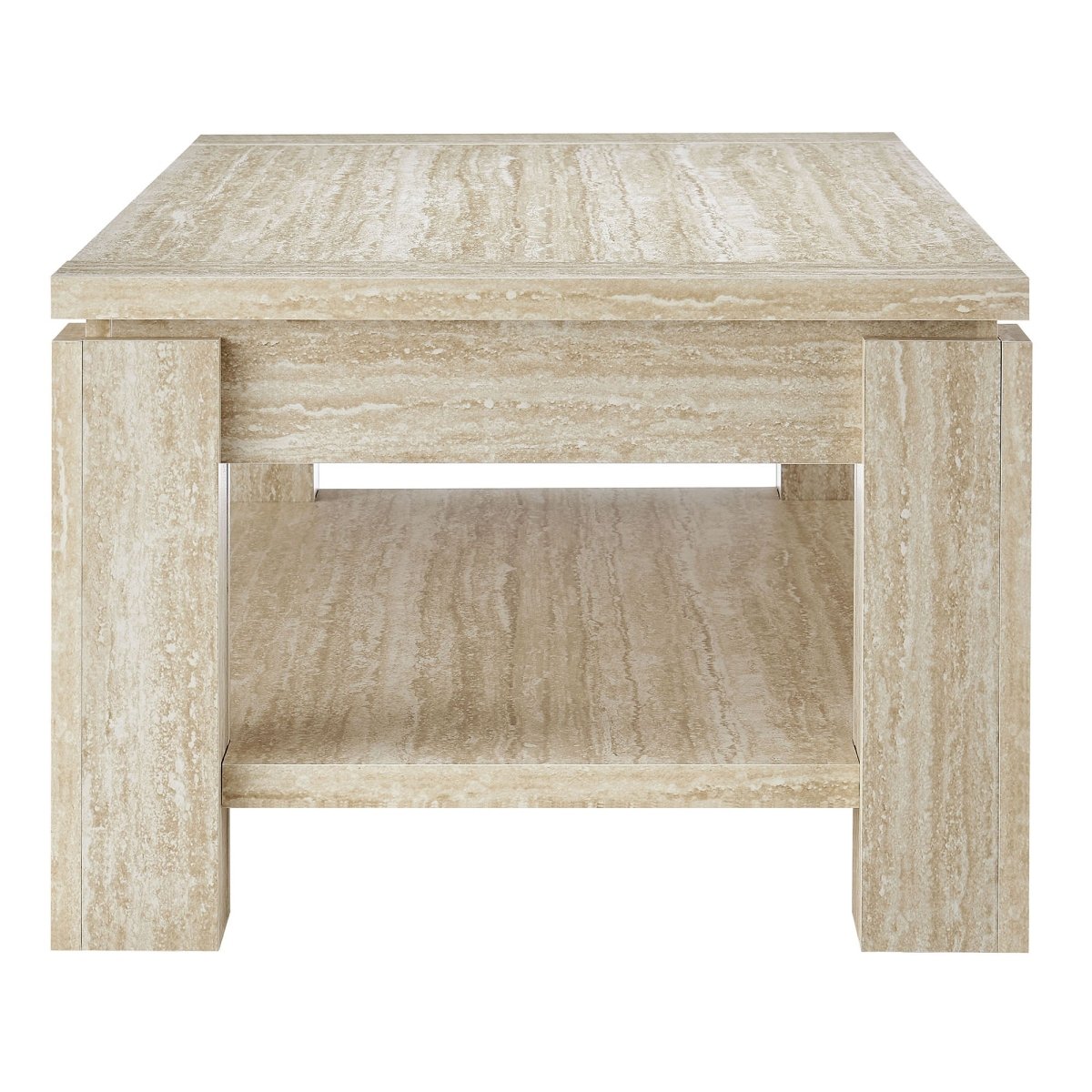 47 Inch Rectangular Faux Travertine Coffee Table with Open Storage - Coffee Tables available at Alpine Outlets in Denver