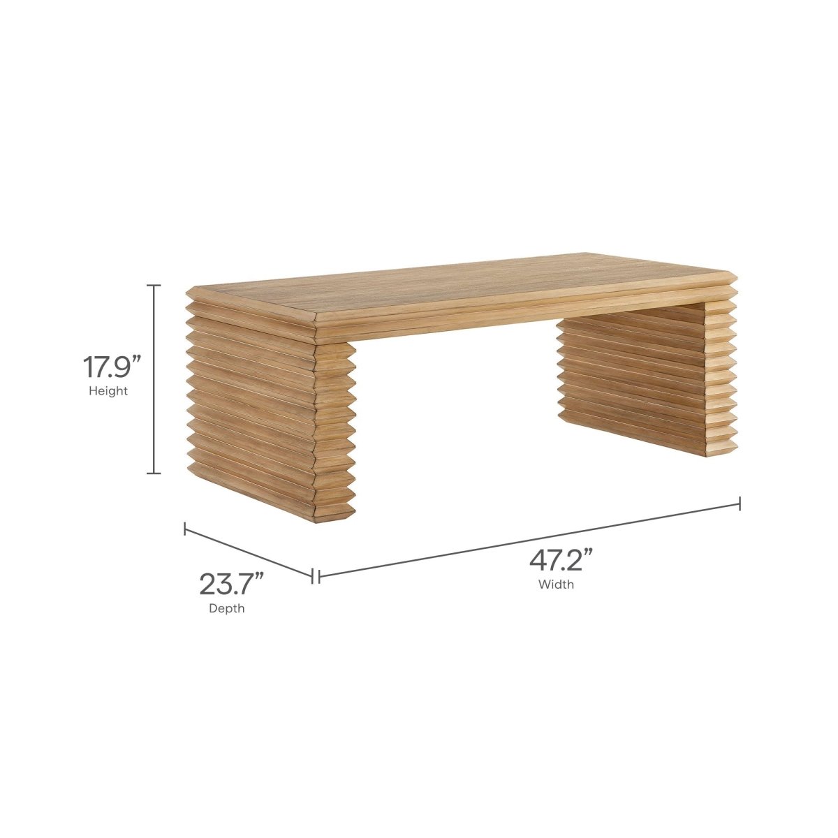 47 Inch Rectangular Stacked Design Coffee Table in Weathered Oak - Coffee Tables available at Alpine Outlets in Denver