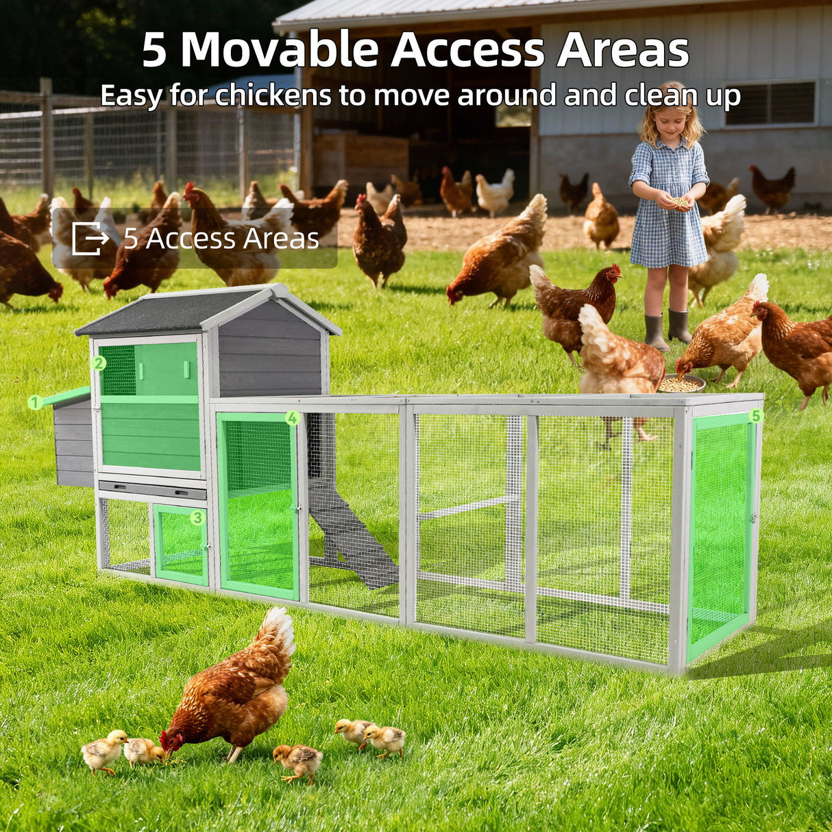 Large Outdoor Hen House With Run And Nesting Box Poultry Cage