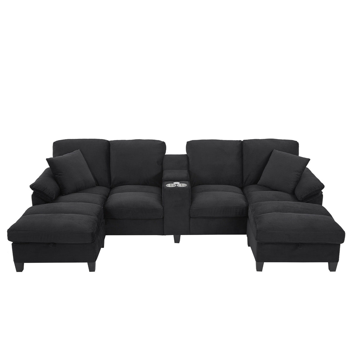 Modern U-Shaped Sectional Sofa With Storage Ottomans