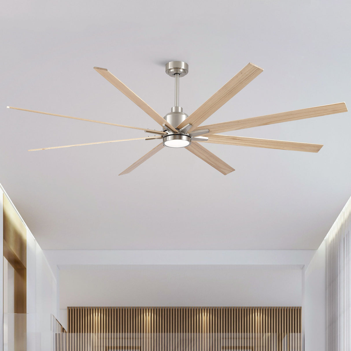 Oversized Large Ceiling Fan With Dimmable LED Light, 8 Blades, Remote Control