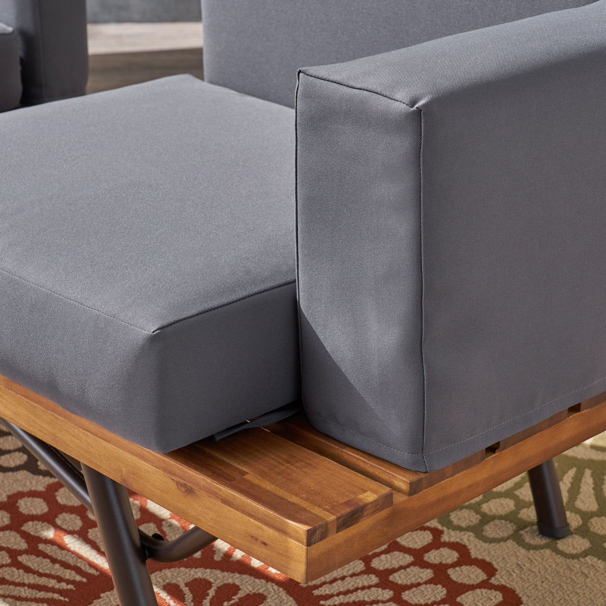 2 Piece Patio Set With Loveseat And Coffee Table - Natural / Dark Gray
