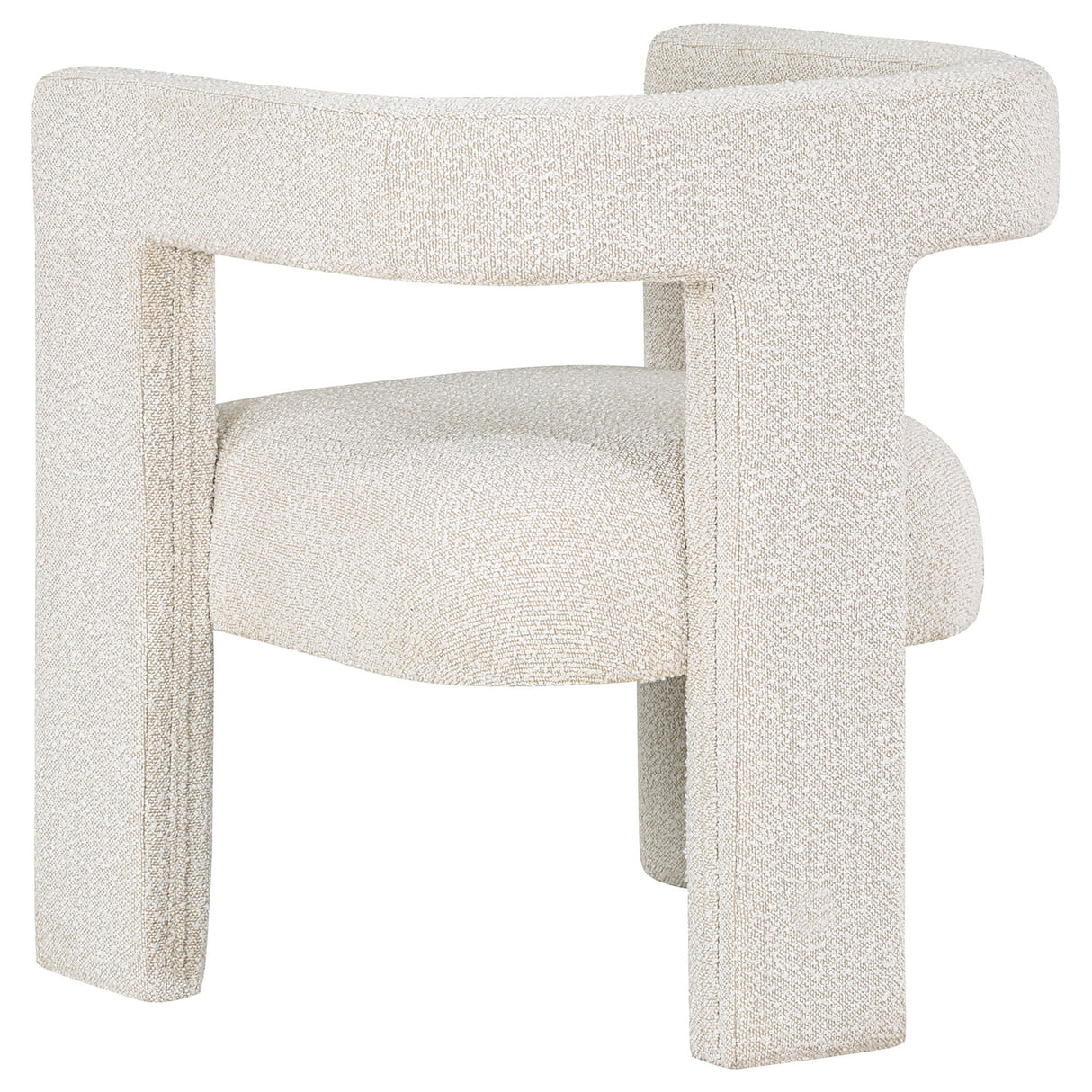 Verda - Upholstered Accent Side Chair In Soft With Rounded Open Back And 3 Leg Base - White