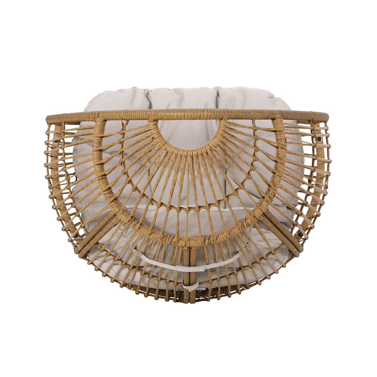 Basket Chair With Teardrop Shape And Water Resistant Cushion - Natural
