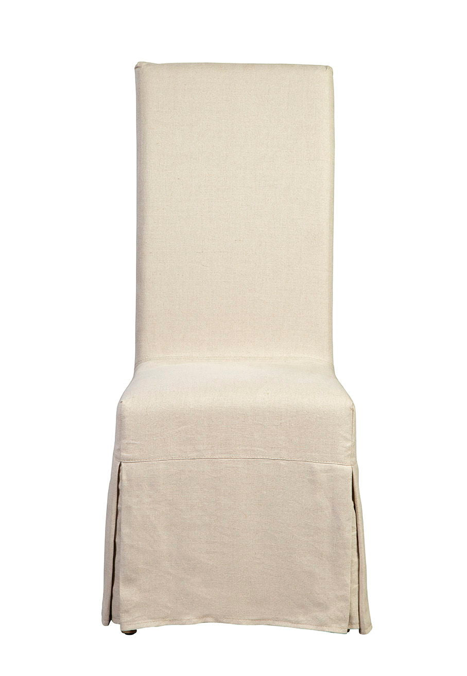 Linen Floor Length Slip Covered Parsons Chair (Set of 2) - Beige