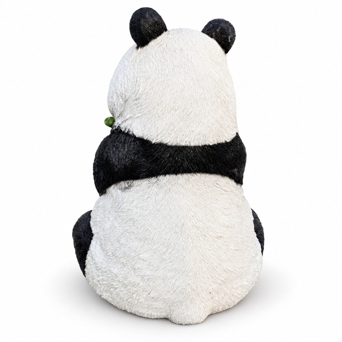 Panda Garden Statue, Sitting Animal Sculpture With Bamboo For Patio - Black White