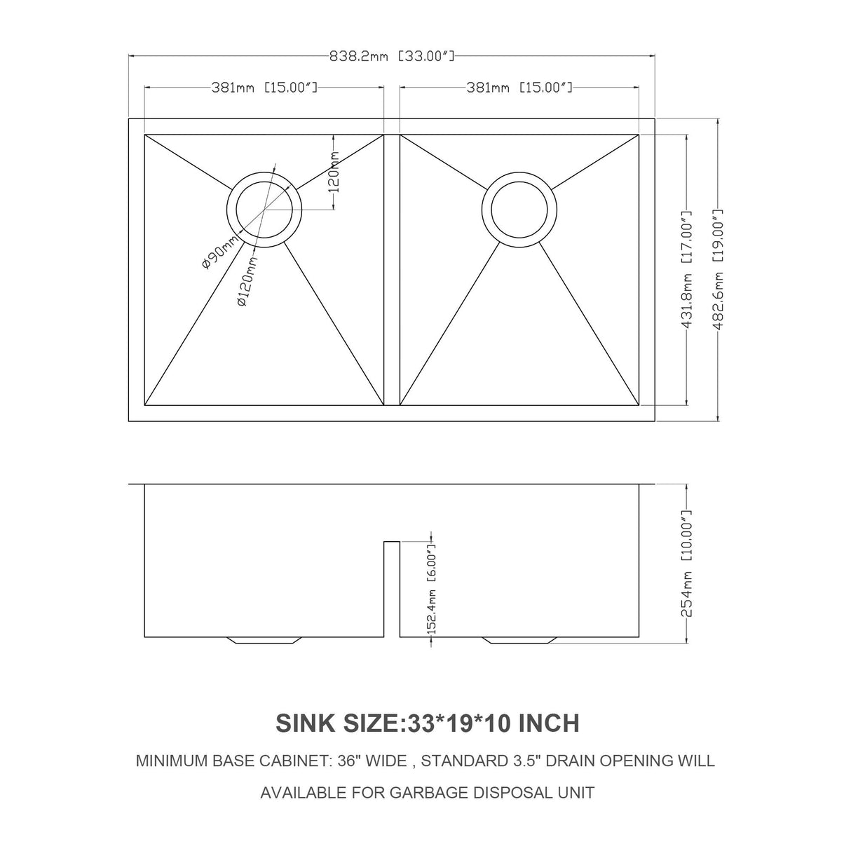 Modern Double Bowl Undermount Sink Design With 10" Deep Basins