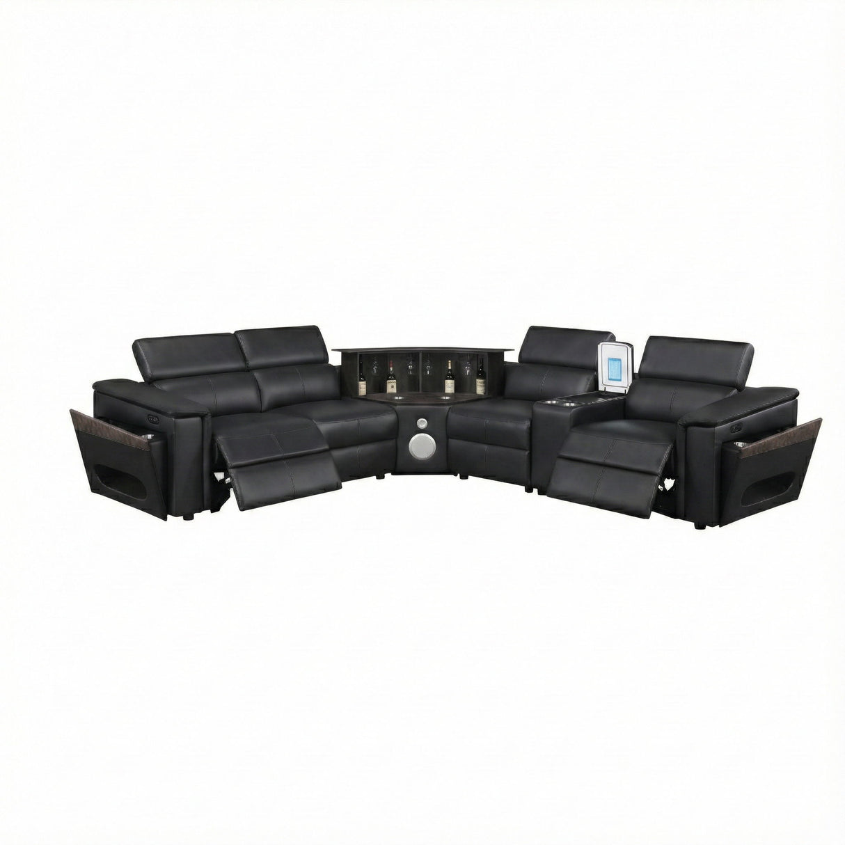 Nova - Sectional With Bluetooth Speaker, LED And Lifting Wine Cabinet