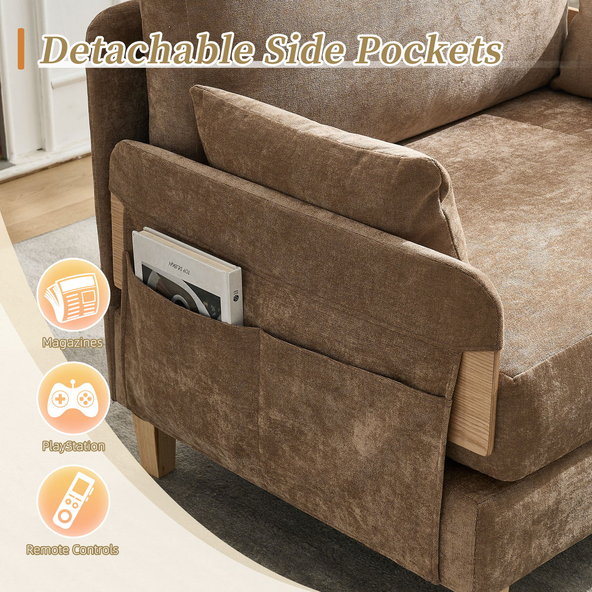 Mid Century Modern Foldable Sofa Bed, 3 In 1 Convertible Sleeper With 3 Pillows