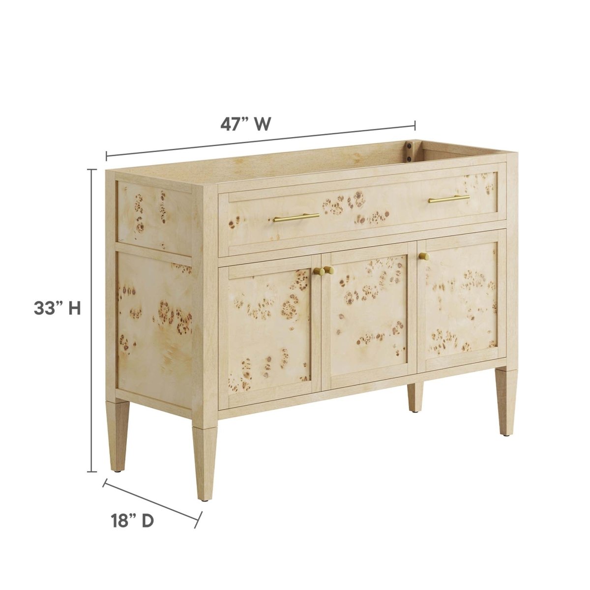 48" Burl Wood Bathroom Vanity Cabinet (Sink Basin Not Included) - Bathroom Fixtures - Alpine Outlets